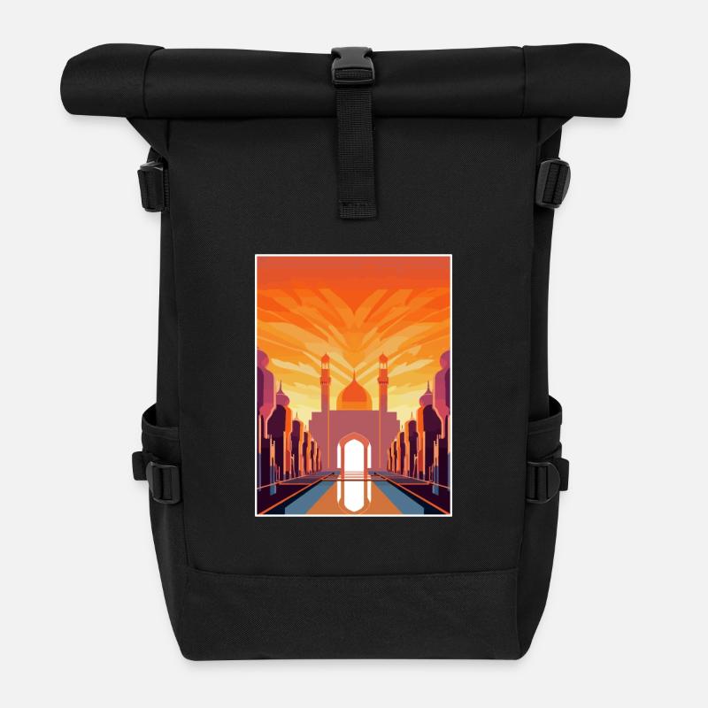 Marrakech Maroc Affiche de voyage Peinture Souvenir WPA - Sac à dos roll top - noir