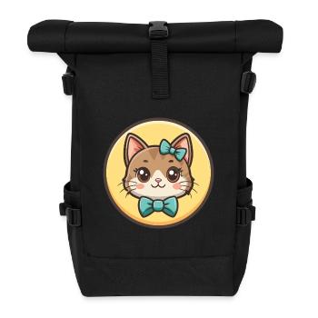Chantilly Tiffany Cat Breed Cartoon Kawaii Animal - Roll Top Backpack - black - Front