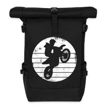 Motocross Fahrer Zeichnung - Rolltop Rucksack - Schwarz - Vorne