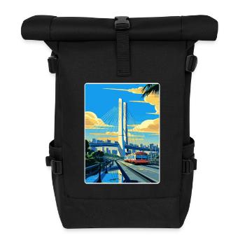 São Paulo Brasilien Reise Poster Souvenir Farbe WPA - Rolltop Rucksack - Schwarz - Vorne
