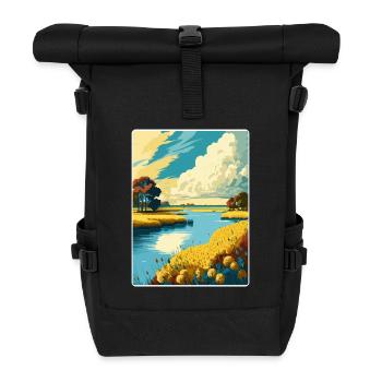 Norfolk Broads Nationalpark Reise Posterkarte - Rolltop Rucksack - Schwarz - Vorne