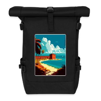 Dry Tortugas National Park Travel Poster Souvenir - Roll Top Backpack - black - Front