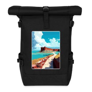 Dry Tortugas National Park Travel Poster Souvenir - Roll Top Backpack - black - Front