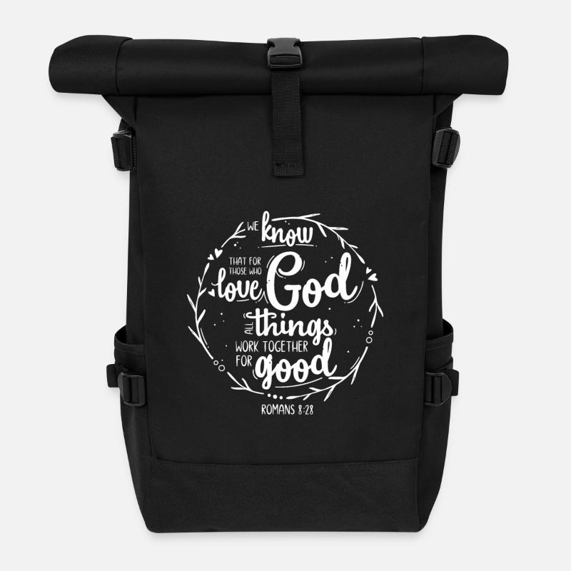 For those who love God - Romans 8:28 - Rolltop Rucksack - Schwarz