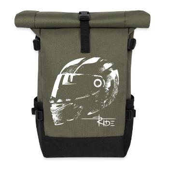 ride motorcycle helmet biker supersport racing symbol - Roll Top Backpack - olive/black - Front