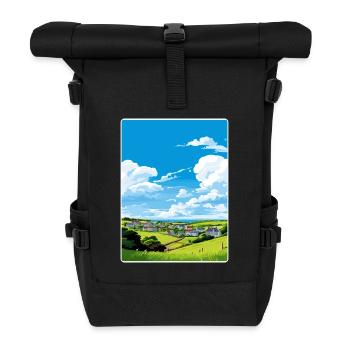 Crantock Cornwall England Reiseposter Souvenir - Rolltop Rucksack - Schwarz - Vorne