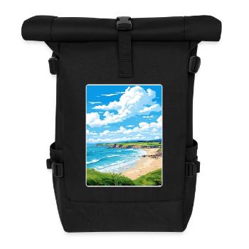 Maenporth Cornwall England Reiseposter Souvenir - Rolltop Rucksack - Schwarz - Vorne