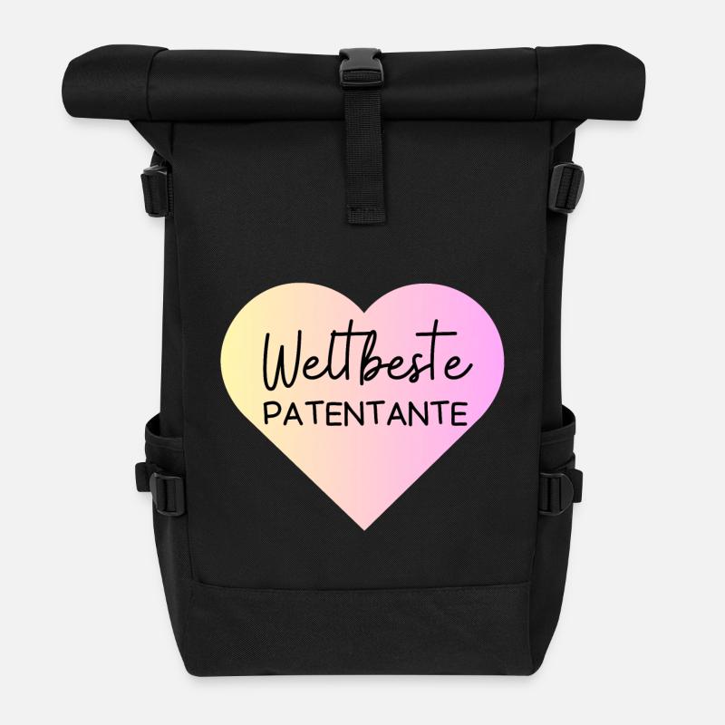 Weltbeste Patentante! Personalisierbar - Rolltop Rucksack - Schwarz
