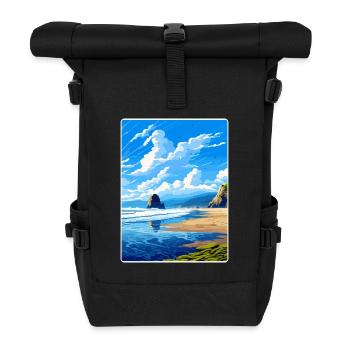 Cannon Beach Oregon Affiche de voyage vintage souvenir - Sac à dos roll top - noir - Devant