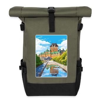 Québec Canada Affiche de voyage Peinture Souvenir WP - Sac à dos roll top - olive/noir - Devant