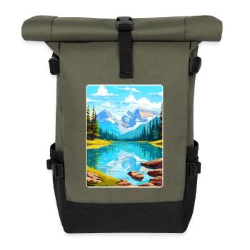Banff Nationalpark Kanada Reiseposter Souvenir - Rolltop Rucksack - Olive/Schwarz - Vorne