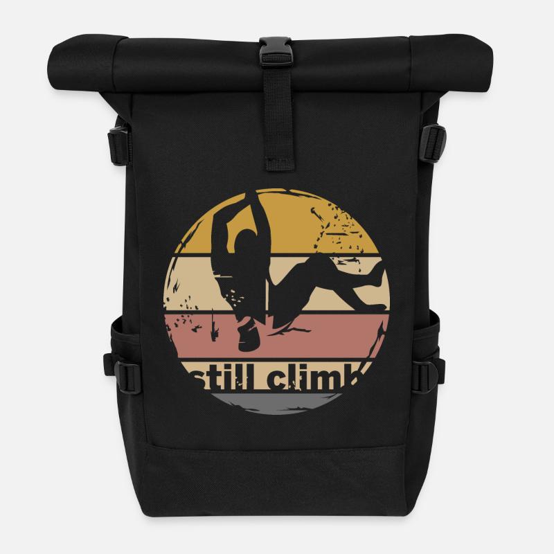 klettern retro bouldern symbol logo vintage icon - Rolltop Rucksack - Schwarz