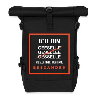 Geselle T-Shirt Hauptsache bestanden, lustig - Rolltop Rucksack - Schwarz - Vorne