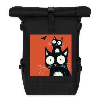 Neugierige Katzenfreunde - Rolltop Rucksack - Schwarz - Vorne