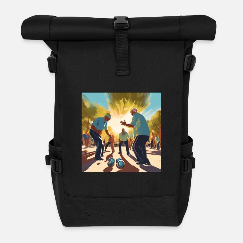Pétanque, Pétanque-Fan, Bowler - Rolltop Rucksack - Schwarz