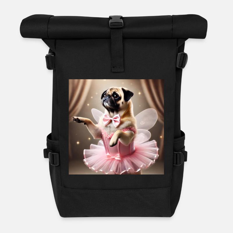Niedlicher Hund in Fee Kostüm - Rolltop Rucksack - Schwarz