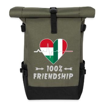 Hungary and Italy 100% friendship - Roll Top Backpack - olive/black - Front