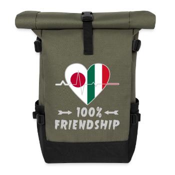 Japan and Italy 100% friendship - Roll Top Backpack - olive/black - Front