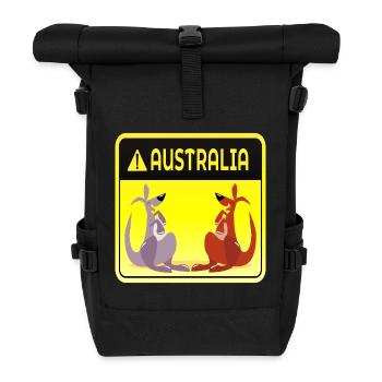 AUSTRALIA MARSUPIALS KANGAROO COUPLES - Roll Top Backpack - black - Front