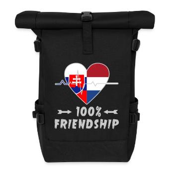 Slowakei und Niederlande 100% Freundschaft - Rolltop Rucksack - Schwarz - Vorne