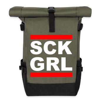 SCK GRL - Sick Girl - Sprüche Shirt - Rolltop Rucksack - Olive/Schwarz - Vorne