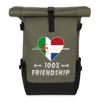 Algeria and the Netherlands 100% friendship - Roll Top Backpack - olive/black - Front