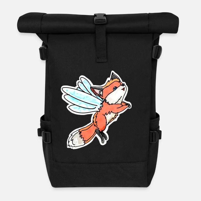 Fantastischer, fliegender Feen-Fuchs - Rolltop Rucksack - Schwarz