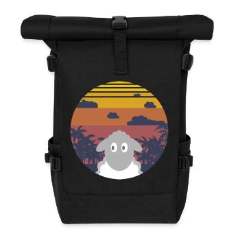Schaf Sonnenuntergang Vintage Geschenk - Rolltop Rucksack - Schwarz - Vorne