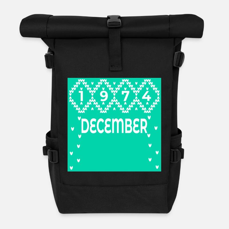 WINTER, 52. GEBURTSTAG DEZEMBER 1974 - Rolltop Rucksack - Schwarz