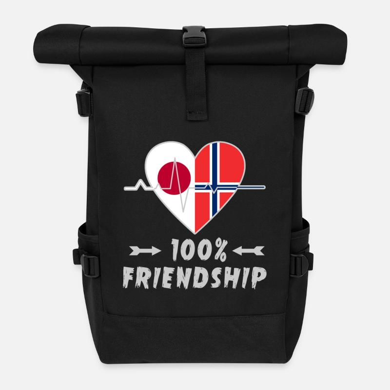 Japan and Norway 100% friendship - Roll Top Backpack - black
