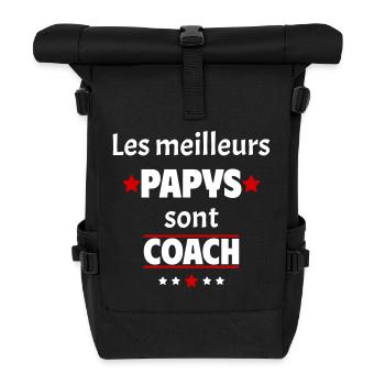 Les meilleurs papys sont coach, cadeau noël - Sac à dos roll top - noir - Devant