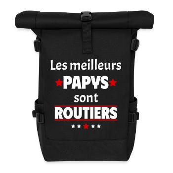 Les meilleurs papys sont routiers, cadeau noël - Sac à dos roll top - noir - Devant