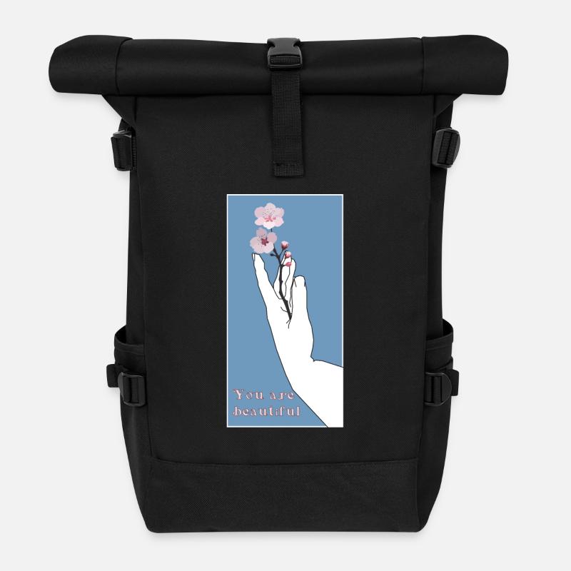 You are beautiful - Roll Top Backpack - black