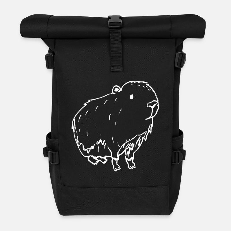 Abstrakt Kapybara-Weiß - Rolltop Rucksack - Schwarz