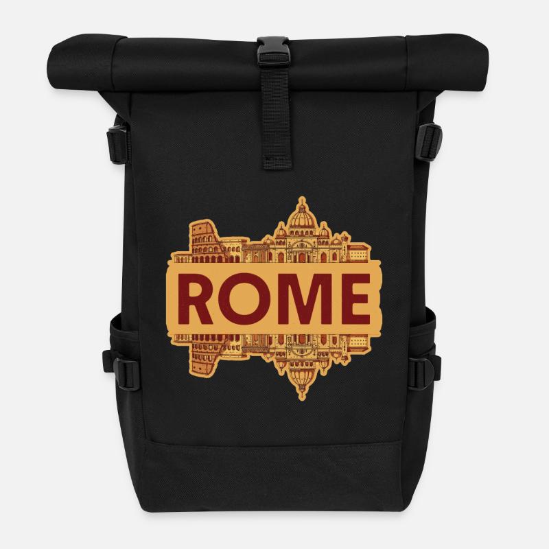 Rom Italien Skyline - Rolltop Rucksack - Schwarz