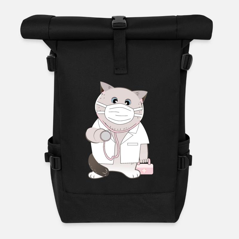 Katzendoktor - Rolltop Rucksack - Schwarz