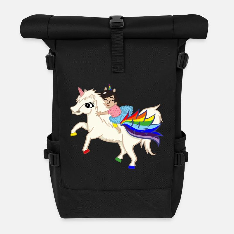 Unicorn-pegasus-Einhorn-rainbow - Rolltop Rucksack - Schwarz