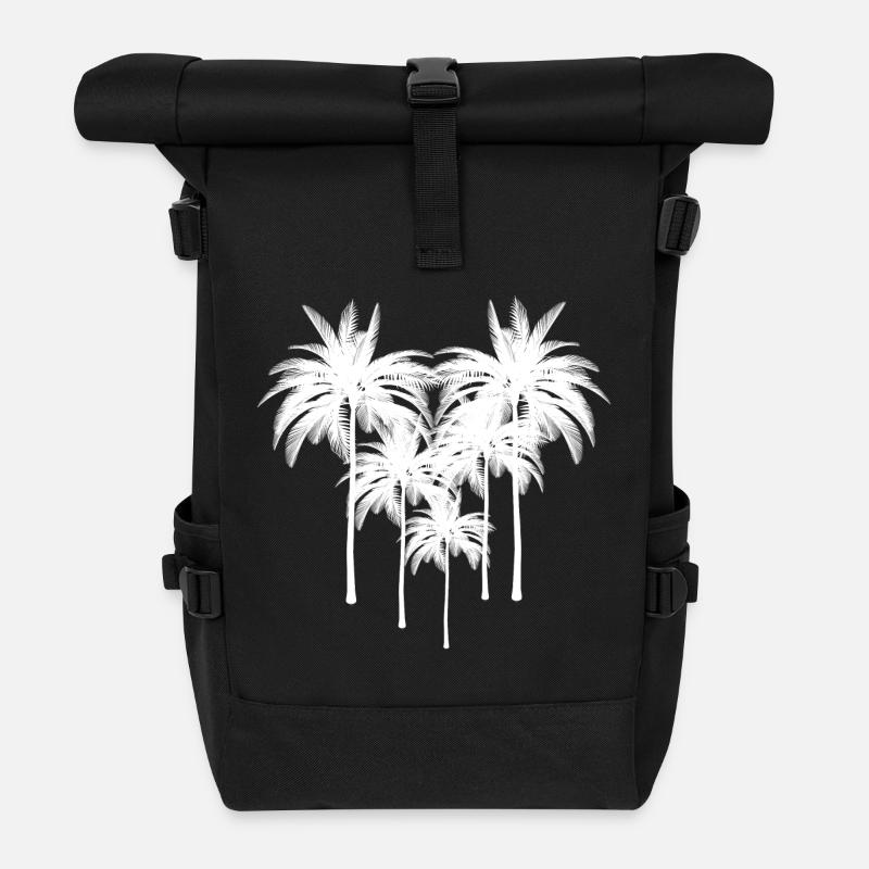 Palmen Silhouette im Nachtkontrast - Rolltop Rucksack - Schwarz