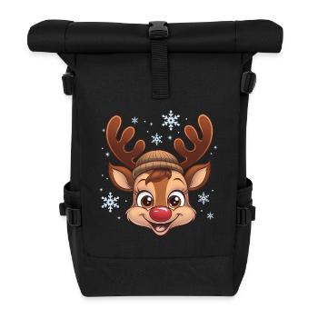 Mignon garçon renne avec chapeau de laine - Sac à dos roll top - noir - Devant