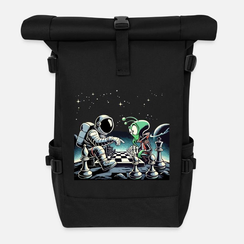 Astronaut Alien Schach Spiel Universum Geschenk - Rolltop Rucksack - Schwarz