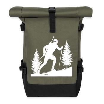 Biathlon Biathlete Winter Sports - Roll Top Backpack - olive/black - Front