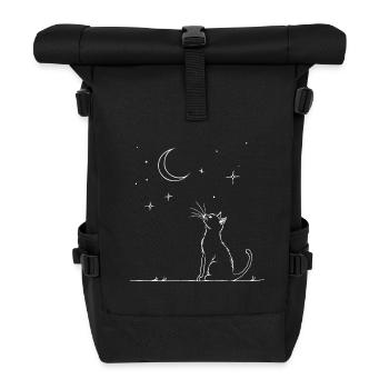 Dream cat in starlight - Roll Top Backpack - black - Front