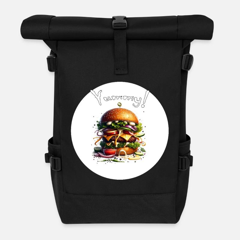 Yummy Burger Kunst - Rolltop Rucksack - Schwarz