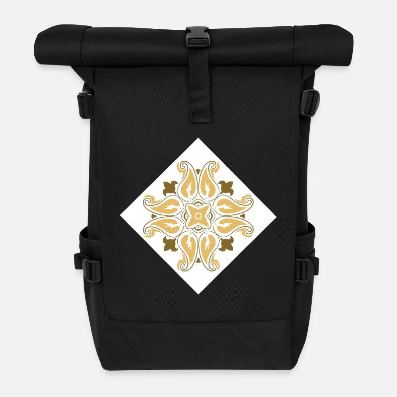 orientalisches Muster Marokko Brauntöne - Rolltop Rucksack - Schwarz