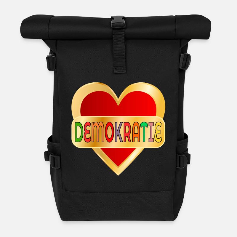 DEMOKRATIE WÄHLEN HERZ - Rolltop Rucksack - Schwarz