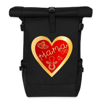 MAMA HERZ BABY SCHWANGERSCHAFT VERKÜNDEN SCHNULLER - Rolltop Rucksack - Schwarz - Vorne