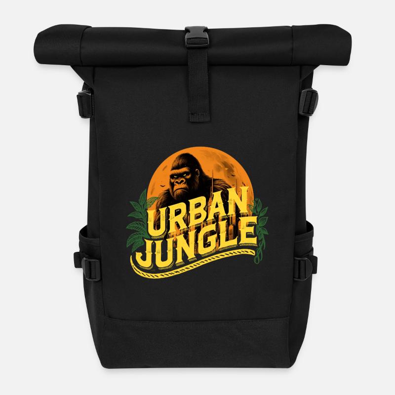 Urban Jungle Logo Color - Roll Top Backpack - black