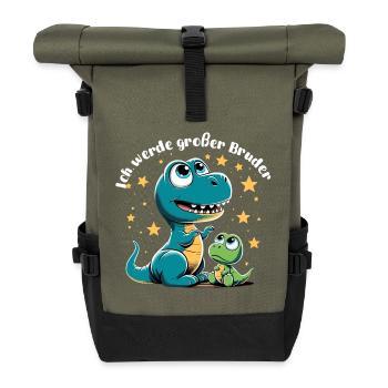 T-Rex Baby Dino Grand Frère Dinobaby Cadeau - Sac à dos roll top - olive/noir - Devant