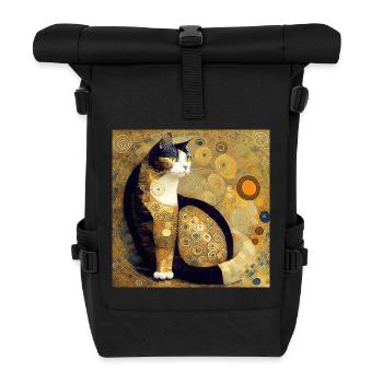 Decorative cat in the style of Gustav Klimt. - Roll Top Backpack - black - Front