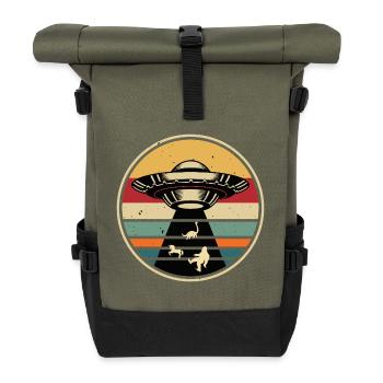 UFO-Bigfoot Nessie Einhorn - Rolltop Rucksack - Olive/Schwarz - Vorne